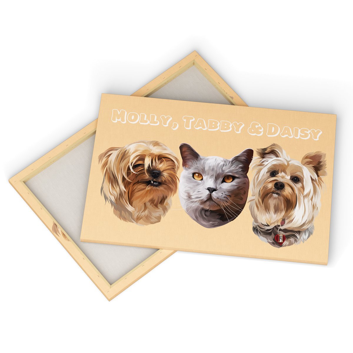 Modern: Custom Three Pet Canvas - Paw & Glory - Dog Portraits - Pet Portraits