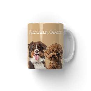 Modern: Custom Three Pet Coffee Mug (Half Body) - Paw & Glory - Dog Portraits - Pet Portraits