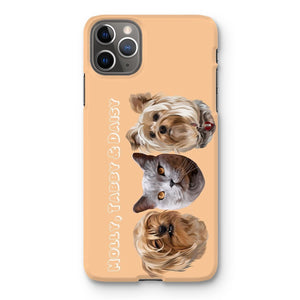 Modern: Custom Three Pet Phone Case - Paw & Glory - Dog Portraits - Pet Portraits