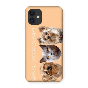 Modern: Custom Three Pet Phone Case - Paw & Glory - Dog Portraits - Pet Portraits