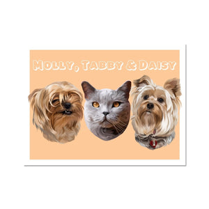 Modern: Custom Three Pet Poster - Paw & Glory - Dog Portraits - Pet Portraits