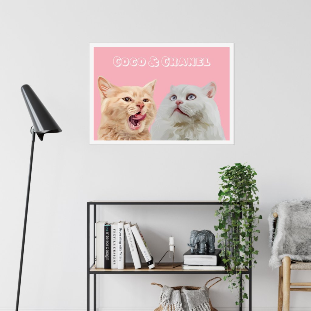 Modern: Custom Two Pet Poster (Half Body) - Paw & Glory - Dog Portraits - Pet Portraits