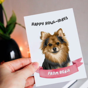 Modern Happy Howlidays Christmas Cards - Paw & Glory - Dog Portraits - Pet Portraits
