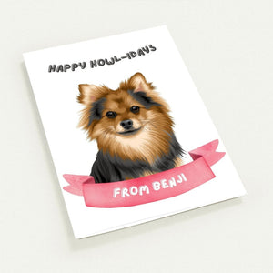 Modern Happy Howlidays Christmas Cards - Paw & Glory - Dog Portraits - Pet Portraits