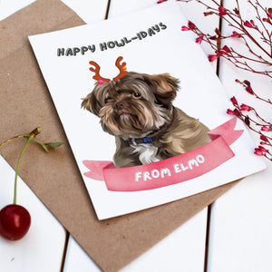 Modern Happy Howlidays Christmas Cards - Paw & Glory - Dog Portraits - Pet Portraits
