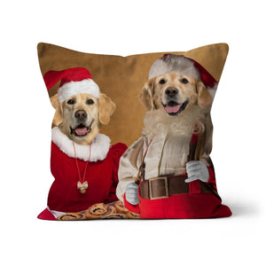 Mr & Mrs Claus: Custom Pet Pillow - Paw & Glory - Dog Portraits - Pet Portraits