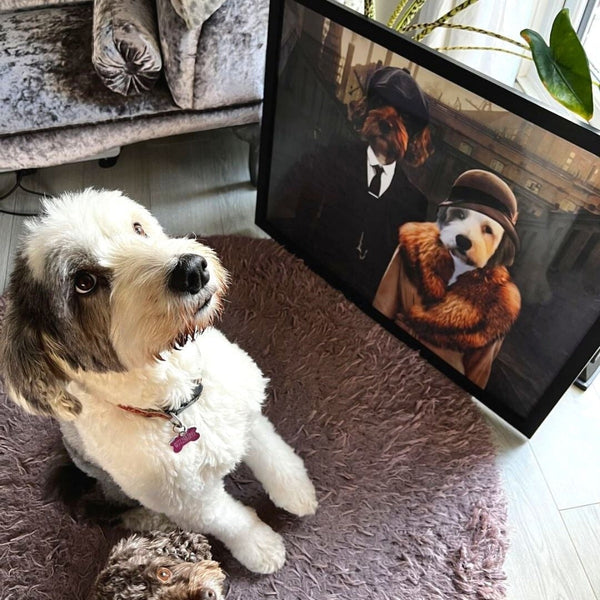 1920s Gangster Couple Custom Pet Portrait | Custom Pet Portrait | Paw & Glory