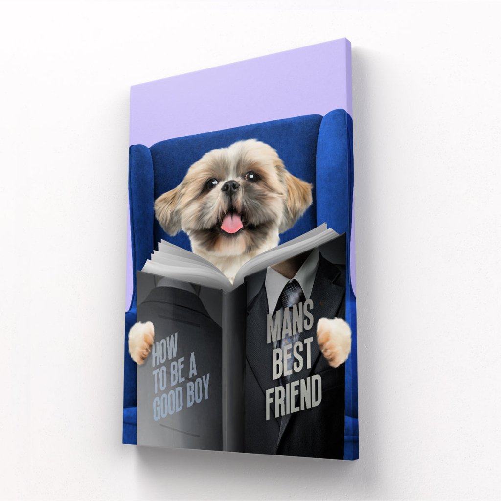 Pet Reading A Book: Custom Pet Canvas - Paw & Glory - Dog Portraits - Pet Portraits