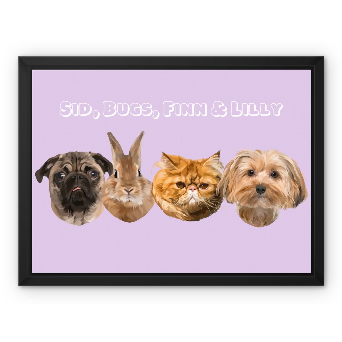 Print Your Digital 4 Pet Portrait On A Canvas - Paw & Glory - Dog Portraits - Pet Portraits