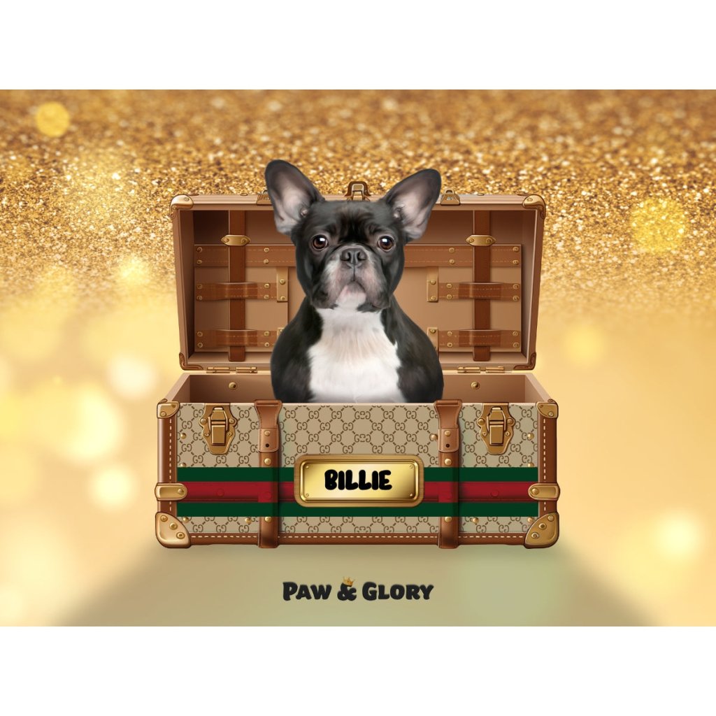 Pucci Luxury Trunk: Custom Digital Download Pet Portrait - Paw & Glory - Dog Portraits - Pet Portraits