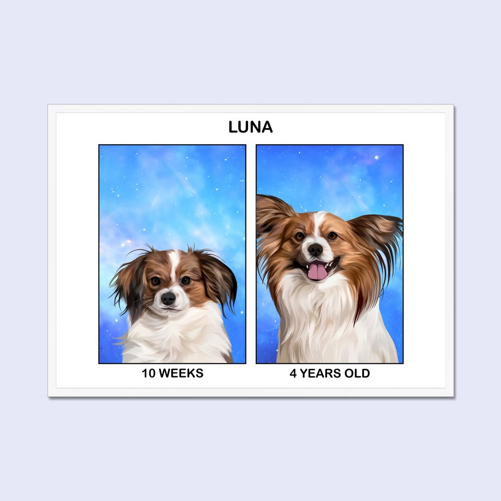 Puppy to Adult: Custom Modern Pet Portrait - Paw & Glory - Dog Portraits - Pet Portraits