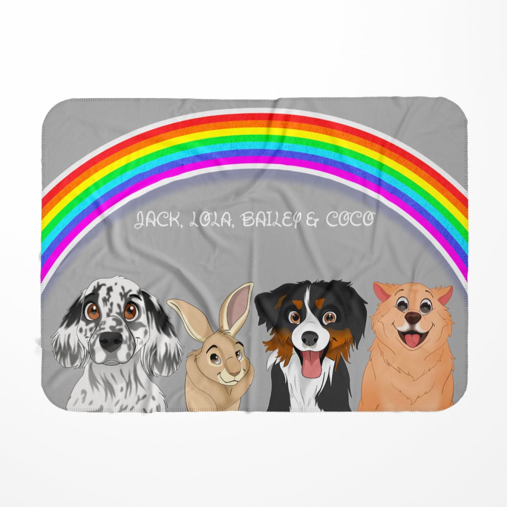 Rainbow: Cartoon Pet Fleece Blanket - Paw & Glory - Dog Portraits - Pet Portraits