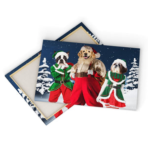 Santa & His Elves: Custom Pet Canvas - Paw & Glory - Dog Portraits - Pet Portraits