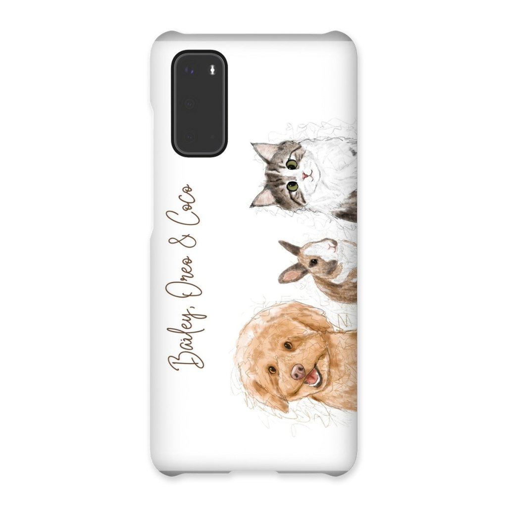 Scribble: Custom Three Pet Phone Case - Paw & Glory - Dog Portraits - Pet Portraits