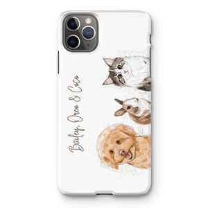 Scribble: Custom Three Pet Phone Case - Paw & Glory - Dog Portraits - Pet Portraits