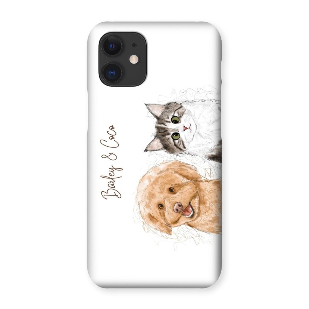 Scribble: Custom Two Pet Phone Case - Paw & Glory - Dog Portraits - Pet Portraits