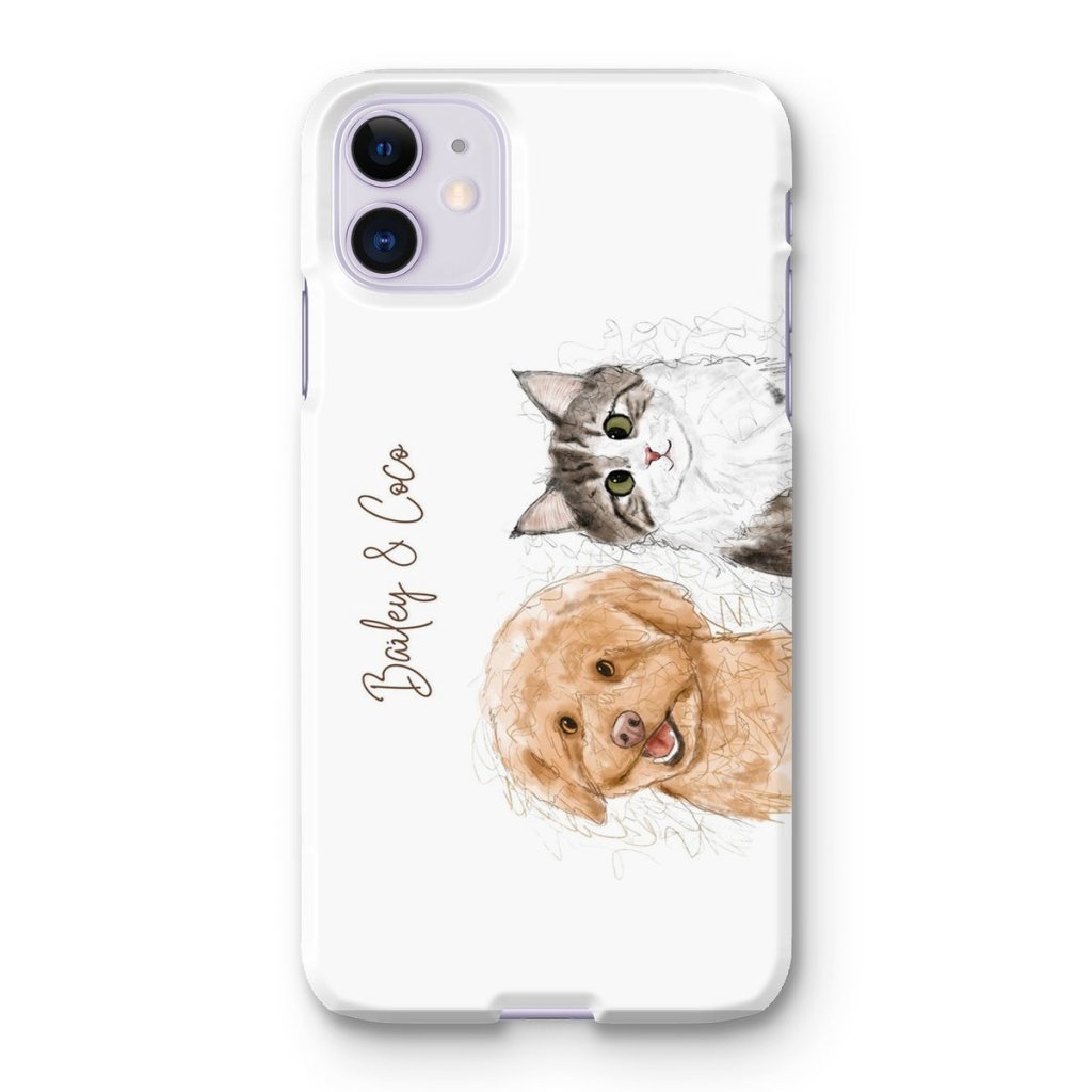 Scribble: Custom Two Pet Phone Case - Paw & Glory - Dog Portraits - Pet Portraits
