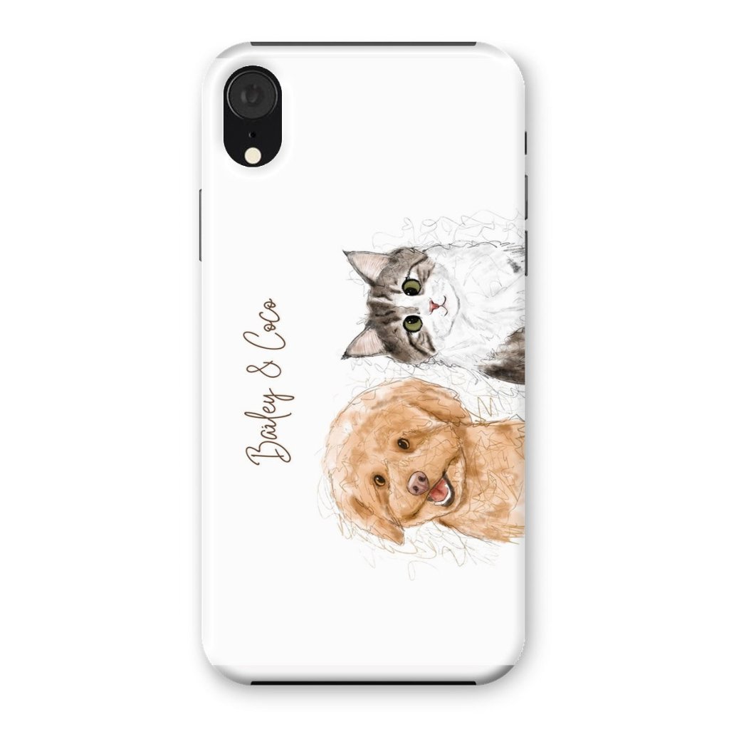 Scribble: Custom Two Pet Phone Case - Paw & Glory - Dog Portraits - Pet Portraits