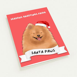 Seasons Greetings From Santa Paws Watercolour Greeting Cards - Paw & Glory - Dog Portraits - Pet Portraits