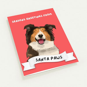 Seasons Greetings From Santa Paws Watercolour Greeting Cards - Paw & Glory - Dog Portraits - Pet Portraits