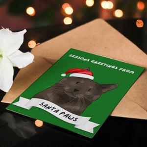 Seasons Greetings From Santa Paws Watercolour Greeting Cards - Paw & Glory - Dog Portraits - Pet Portraits