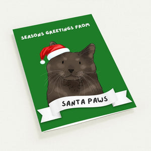 Seasons Greetings From Santa Paws Watercolour Greeting Cards - Paw & Glory - Dog Portraits - Pet Portraits