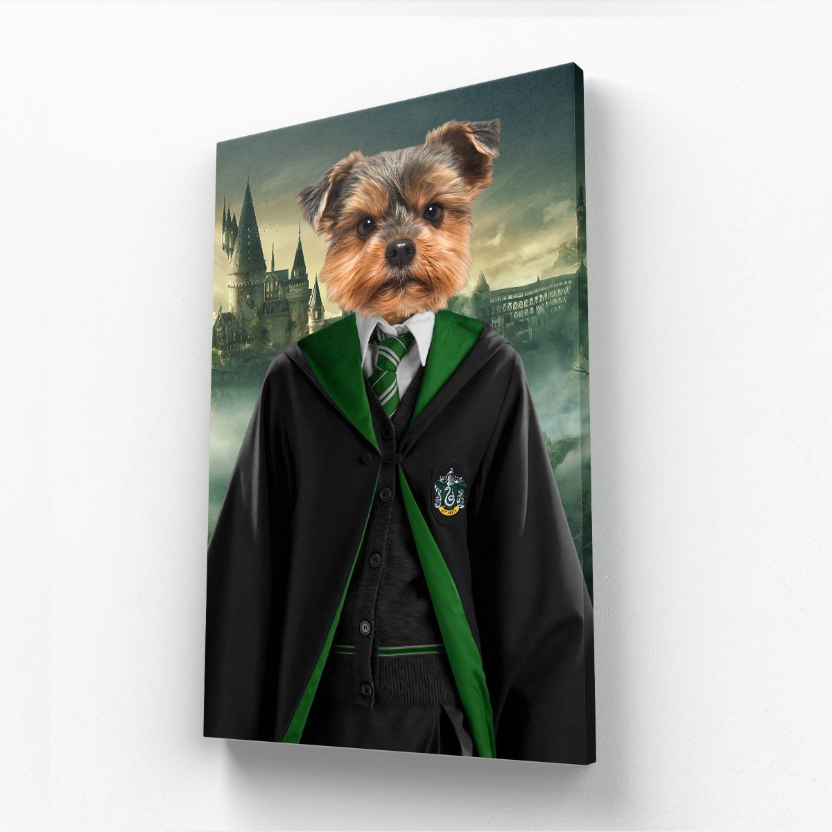 Serpent House Wizard Custom Pet Canvas | Custom Pet Portrait Canvas | Paw & Glory