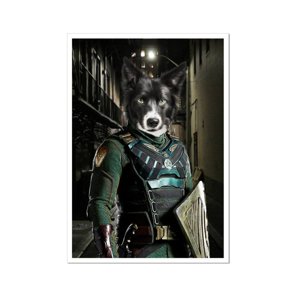Soldier Superhero Custom Pet Poster | Custom Pet Portrait Print | Paw & Glory