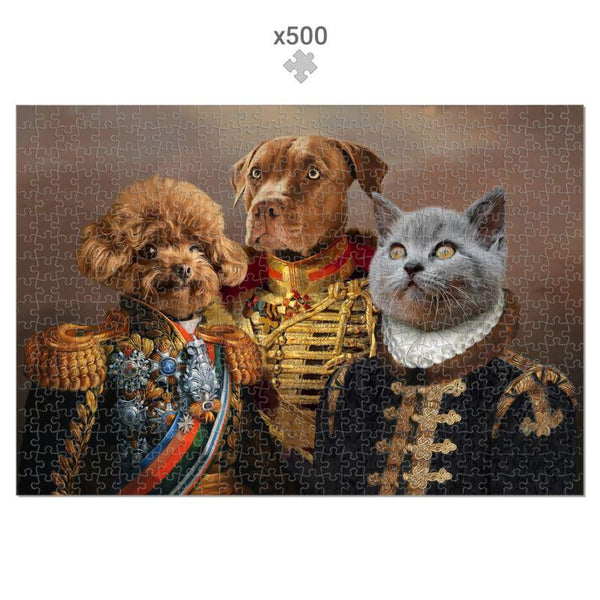 The 3 Brothers In Arms: Custom Pet Puzzle | royal pet portrait | Paw & Glory
