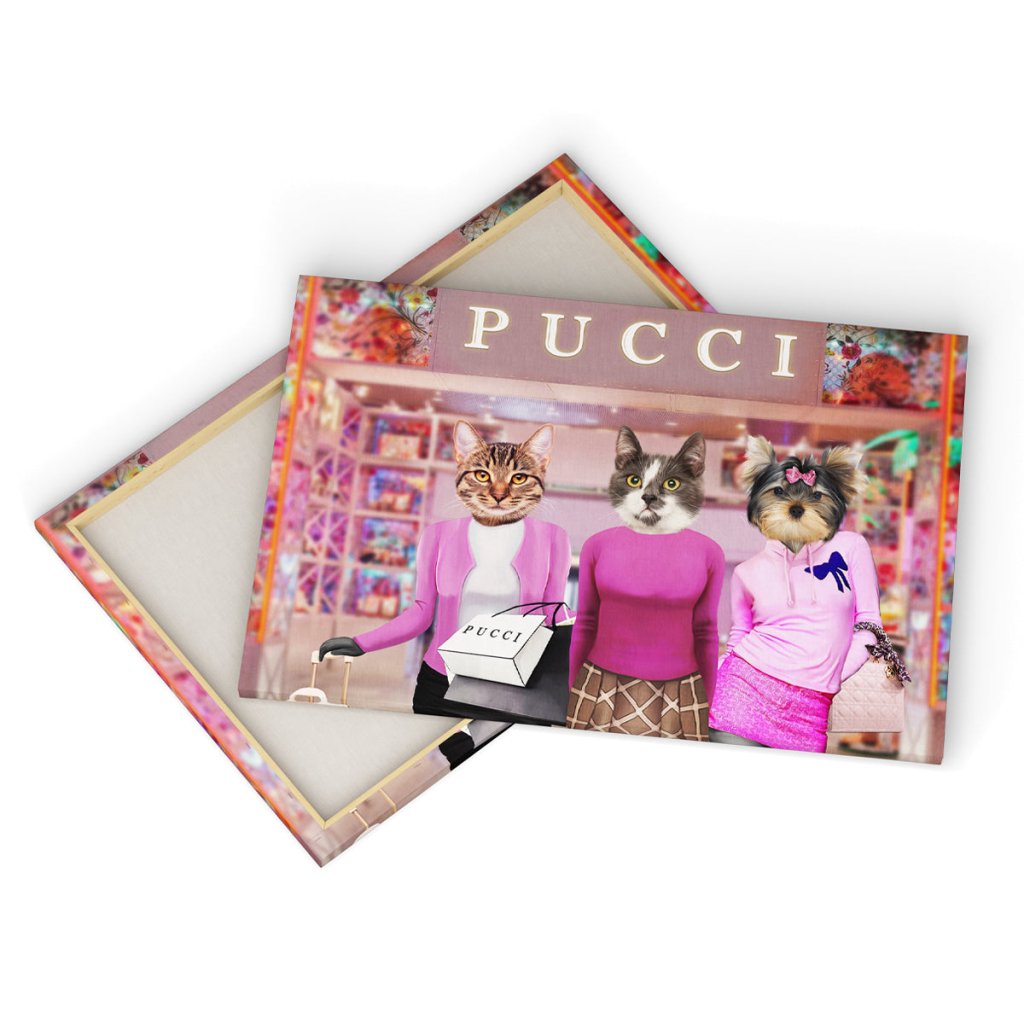 The 3 Mean Girls: Custom Pet Canvas - Paw & Glory - Dog Portraits - Pet Portraits