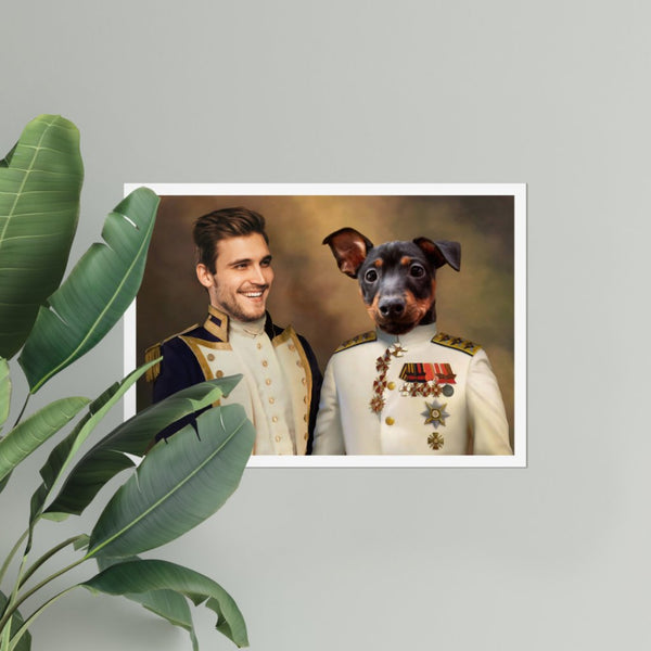 The Admiral & The Sergeant: Custom Pet & Owner Poster | royal pet portrait | Paw & Glory