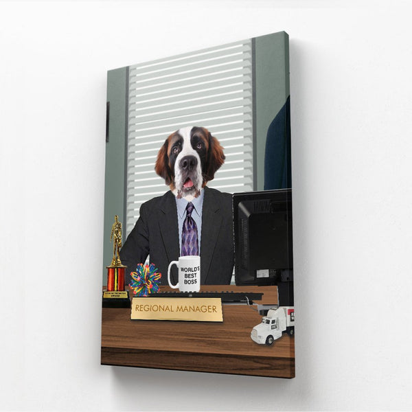 Office Showman Custom Pet Canvas | Custom Pet Portrait Canvas | Paw & Glory