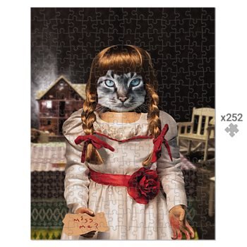 Haunted Doll Custom Pet Puzzle | Funny Pet Portrait | Paw & Glory