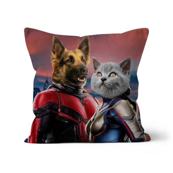 Tiny Hero Duo Custom Pet Pillow | Funny Pet Portrait | Paw & Glory