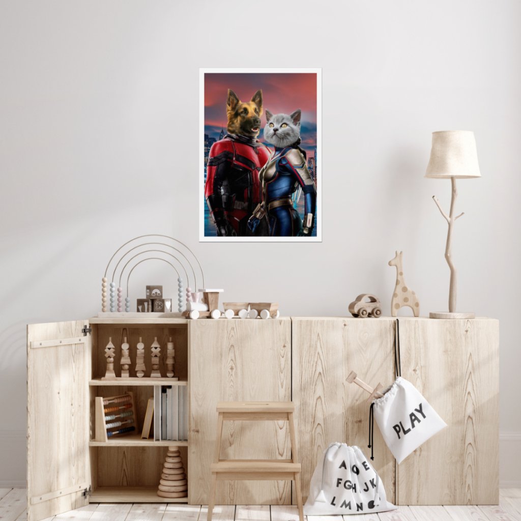 Tiny Hero Duo Custom Pet Poster | Pet Portrait Print | Paw & Glory