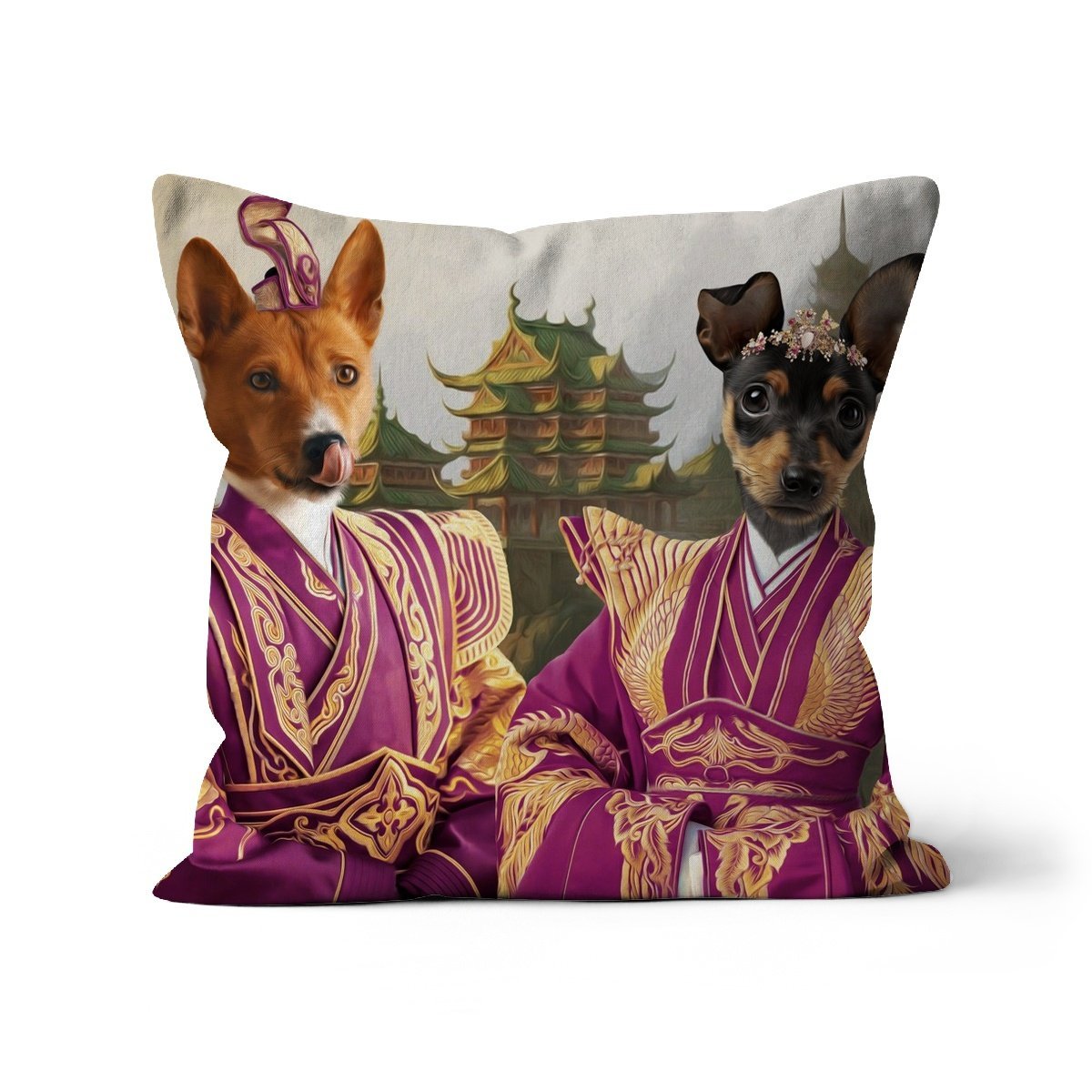 The Asian Rulers: Custom Pet Pillow - Paw & Glory - Dog Portraits - Pet Portraits