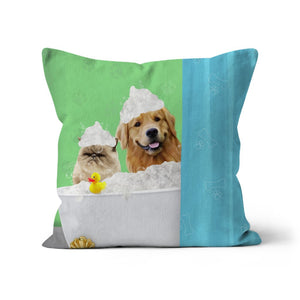 The Bath Tub: Custom 2 Pet Pillow - Paw & Glory - Dog Portraits - Pet Portraits