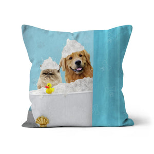 The Bath Tub: Custom 2 Pet Pillow - Paw & Glory - Dog Portraits - Pet Portraits