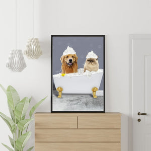The Bath Tub: Custom 2 Pet Portrait - Paw & Glory - Dog Portraits - Pet Portraits