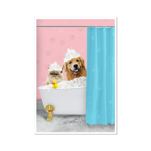 The Bath Tub: Custom 2 Pet Portrait - Paw & Glory - Dog Portraits - Pet Portraits