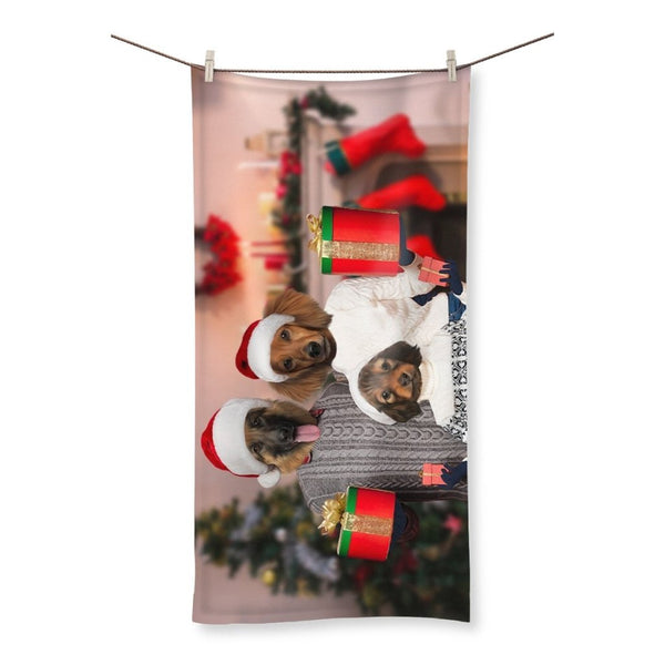 The Christmas Family: Custom 3 Pet Towel - Paw & Glory - Dog Portraits - Pet Portraits