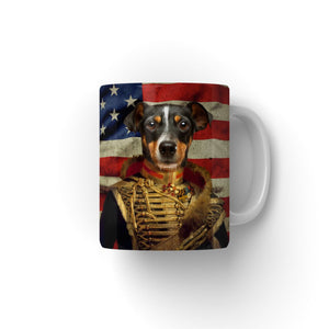 The Colonel USA Flag Edition: Custom Pet Coffee Mug - Paw & Glory - Dog Portraits - Pet Portraits