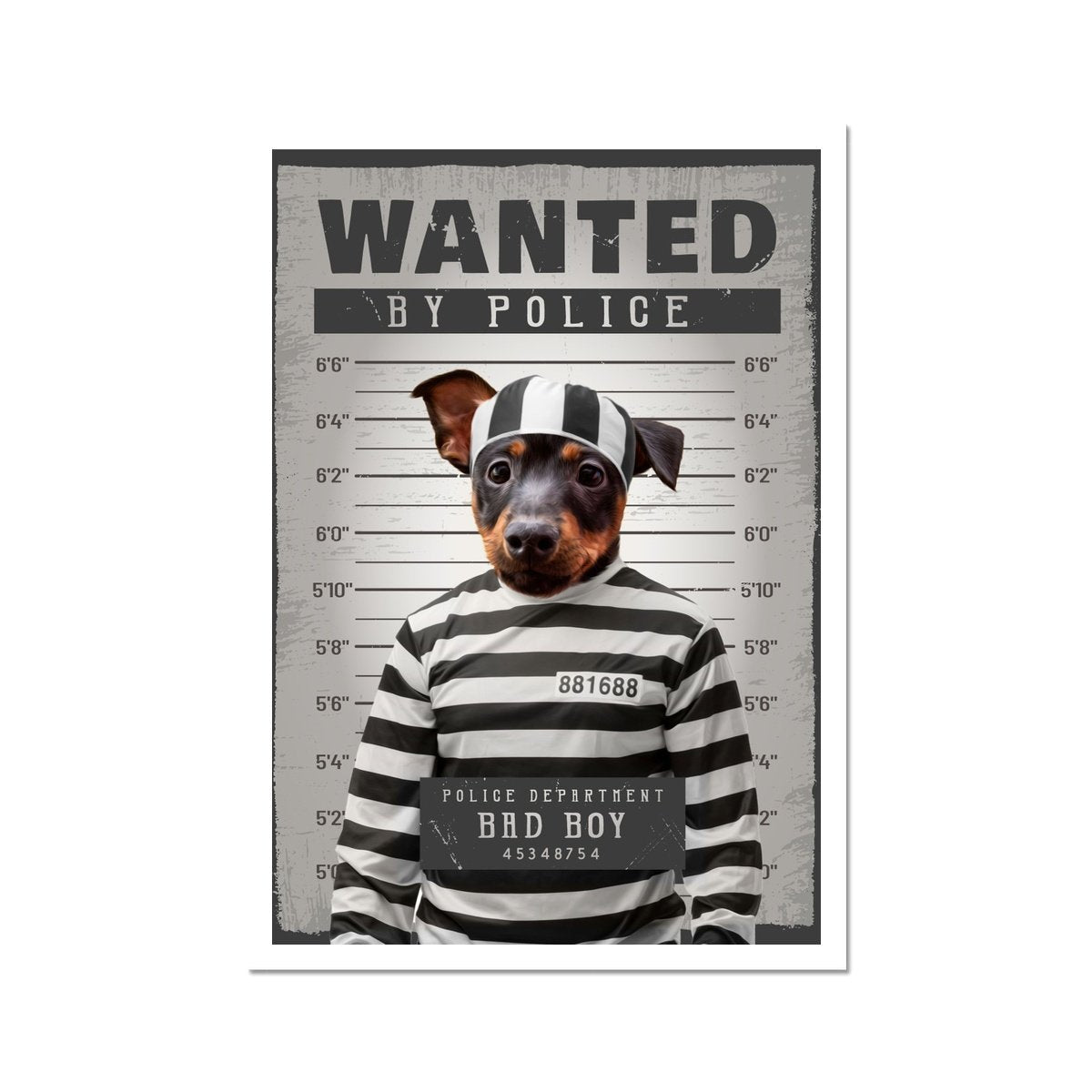 The Criminal: Custom Pet Poster - Paw & Glory - Dog Portraits - Pet Portraits