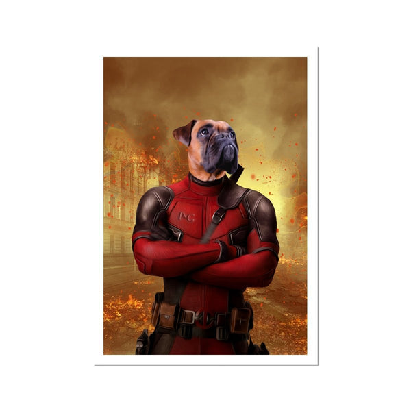 Red Masked Antihero Custom Pet Poster | Pet Portrait Print | Paw & Glory