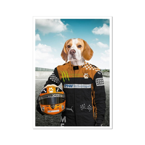 Elite Racing Driver Custom Pet Poster | Custom Pet Portrait Print | Paw & Glory