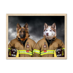 The Firemen: Custom Pet Portrait - Paw & Glory - Dog Portraits - Pet Portraits