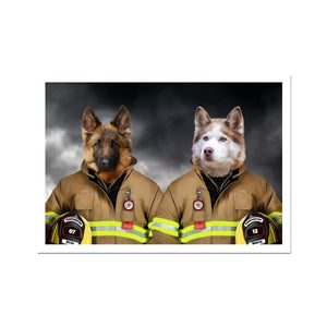 The Firemen: Custom Pet Portrait - Paw & Glory - Dog Portraits - Pet Portraits