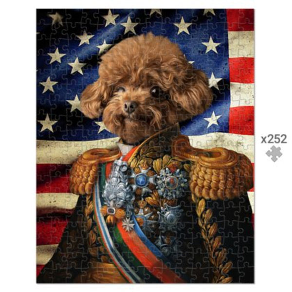 The First Lieutenant USA Flag Edition: Custom Pet Puzzle | royal pet portrait | Paw & Glory