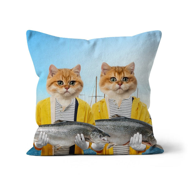 The Fishers: Custom Pet Pillow - Paw & Glory - Dog Portraits - Pet Portraits