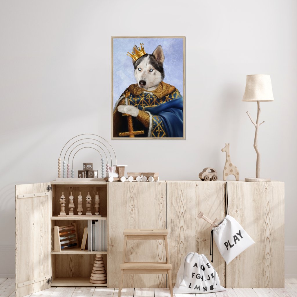 The Golden King: Custom Pet Portrait - Paw & Glory - Dog Portraits - Pet Portraits